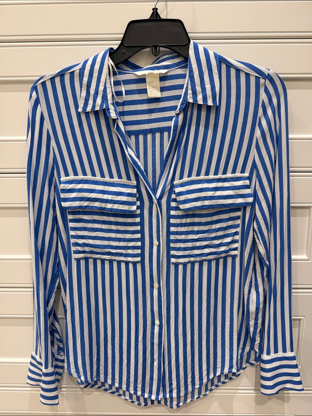 H&M Blue and White Striped Shirt size 2